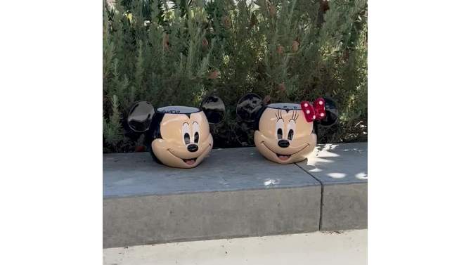 Disney Mickey Mouse &#38; Friends Mickey Mouse Bust Ceramic Indoor Outdoor Planter Pot Black White &#38; Red 5.25&#34;x8.07&#34;x5&#34;, 2 of 6, play video