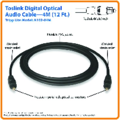 13 ft Black Toslink Digital Optical Audio Cable