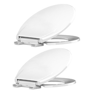 Elongated Toilet Seat, Slow Close Toilet Cover Seat for Easy Clean and Stain-Resistant, Plastic Toilet Seat with Cover, Quick-Release Hinges - 1 of 4