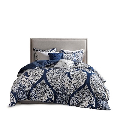 PAGED Comforter Set 7 Piece Cotton Printed Bedding Comforter Sets Transitional Bedding Set with Decorative Pillows, Bed Skirt