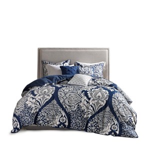 PAGED Comforter Set 7 Piece Cotton Printed Bedding Comforter Sets Transitional Bedding Set with Decorative Pillows, Bed Skirt - 1 of 4