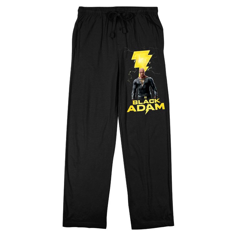 Serious Bolt Black Adam Men's Black Sleep Pajama Pants, 1 of 3