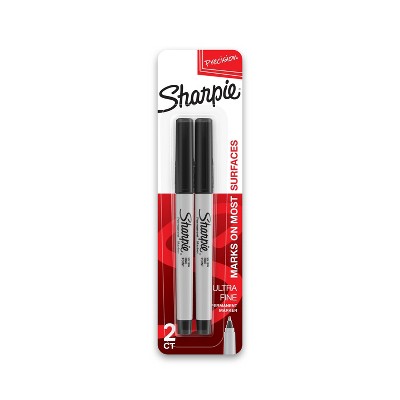 Sharpie 2pk Permanent Markers Ultra Fine Tip Black: Thin Sharpie Pen, Quick Drying, Water-Resistant, Pocket Clip