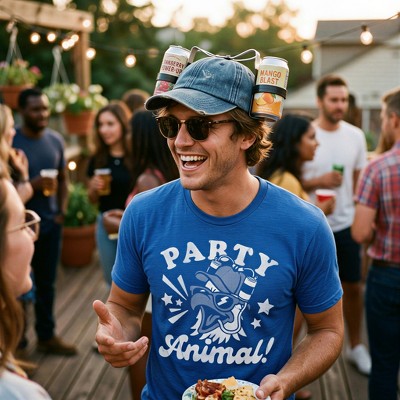 Мужские футболки Crazy Dog T-Shirts, Inc. Mens Funny T Shirts Party Animal Bald Eagle Sarcastic Fourth Of July Graphic Novelty Tee for Men - Crazy Dog Men's T Shirt For Fourth Of July M — фото 3