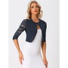 INSPIRE CHIC Women's Work Floral 3/4 Lace Trim Sleeves Open Front Bolero Shrug - 2 of 4