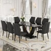 NicBex 9 Piece Black Marble Pattern Tempered Glass Dining Set with 8 PU Chairs for Dining Meeting Room - 2 of 4