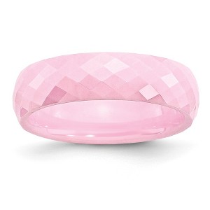 Black Bow Jewelry Pink Ceramic, 6mm Polished Faceted Comfort Fit Band - 1 of 4