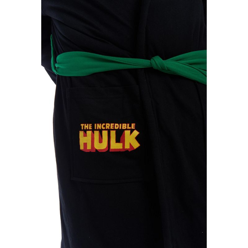 Marvel Avengers Hulk Adult French Terry Long Sleeve Pajama Sleep Robe, 4 of 6