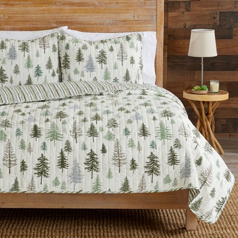 Great Bay Home Rustic Lodge Trees Reversible Quilt Set With Shams (king ...