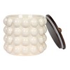 Storied Home Round Stoneware Canister with Raised Dots and Acacia Wood Lid, White and Natural - 3 of 4