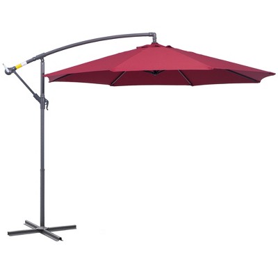 Outsunny 10' Cantilever Hanging Tilt Offset Patio Umbrella with UV & Water Fighting Material and Cross Base (Weight Not Included)