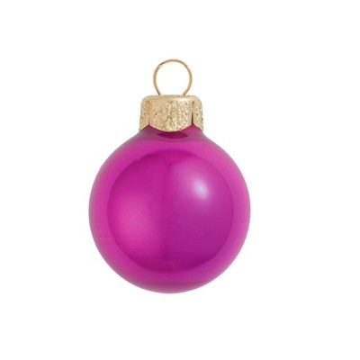 Northlight Pearl Finish Glass Christmas Ball Ornaments - 2.75" (70mm) - Raspberry Pink - 12ct