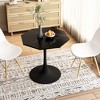 31.50" Modern Octagonal Coffee Table With Printed White Marble Table Top Metal Base For Dining Room Kitchen Living Room - 3 of 4