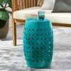 Apollos Modern Lace Cut Iron Side Table,12"Round End Table With Storage,Drum Accent Table-Cuddlewood - 2 of 4