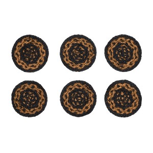 Black & Tan Jute Coaster Set of 6 - 1 of 4