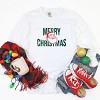Merry Christmas Arched Glitter Santa - Womens Garment Dyed Long Sleeve - 2 of 3