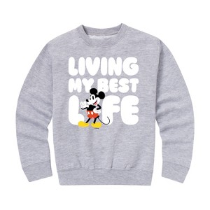 Boys' - Disney - Living My Best Life Graphic Long Sleeve Fleece Sweatshirt - 1 of 4