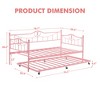 Twin Metal Daybed with Trundle, Heavy Duty Pull-Out Sofa Bed, Headboard & Easy Assembly, 500lbs Capacity - 2 of 4