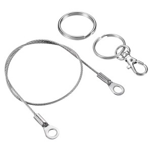 Unique Bargains Lanyard Cable Rope with Key Ring Keychains Silver 4 Pcs - 1 of 4