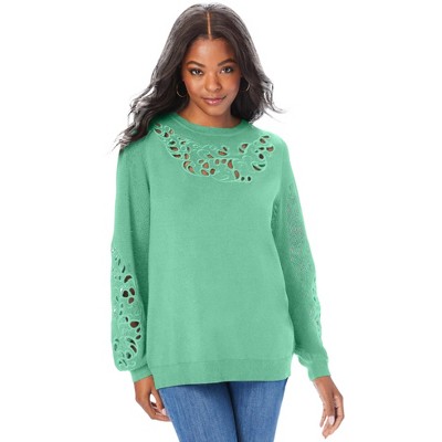Roaman's Women's Plus Size Cutout Pullover Sweater