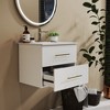 Gulches 24 in 1 Sink Wall-Mounted Vanity Glossy White Bath Vanity with White Ceramic Top Double Drawers Gold Metal Handle - 2 of 4