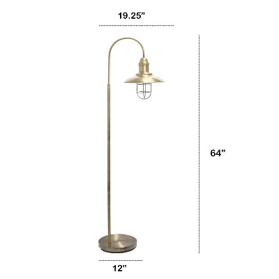 Edison Adjustable Antique Brass Floor Lamp with Cage Shade