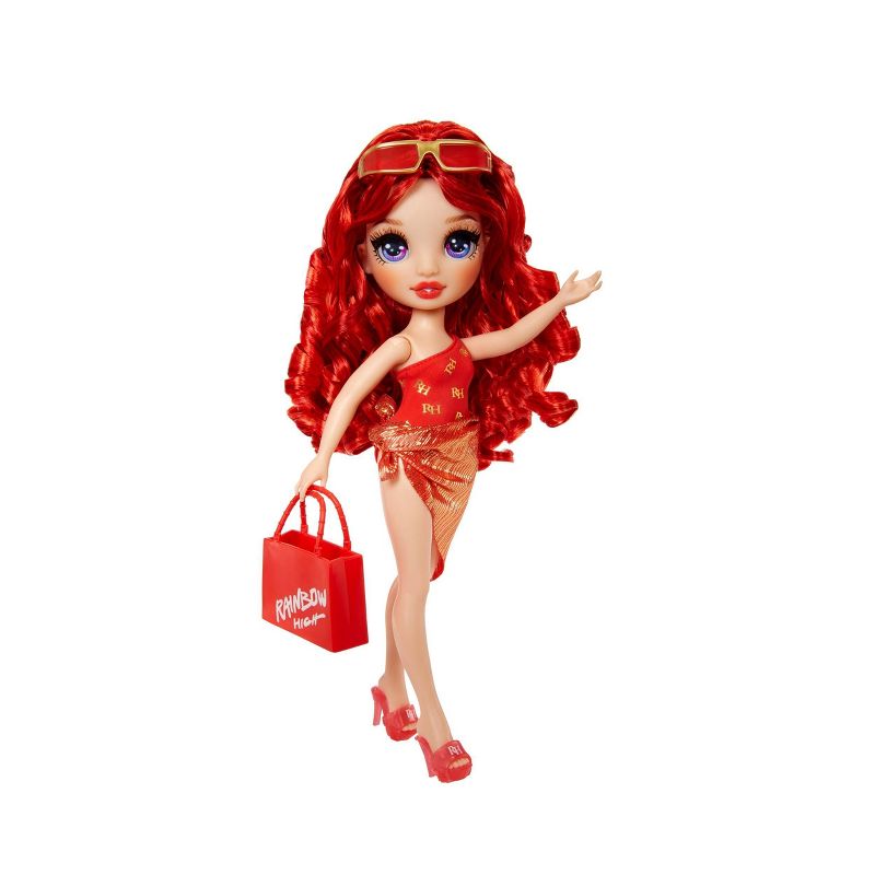 Rainbow High Swim &#38; Style Ruby Red 11&#39;&#39; Doll with Shimmery Wrap to Style 10+ Ways, Removable Swimsuit, Sandals, Accessories, 4 of 9