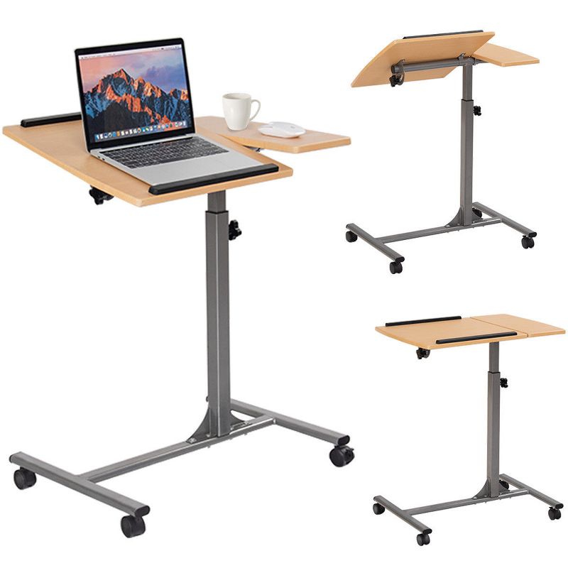 Costway 1PC Adjustable Laptop Notebook Desk Table Stand Holder Swivel Home Office Wheel, 1 of 11