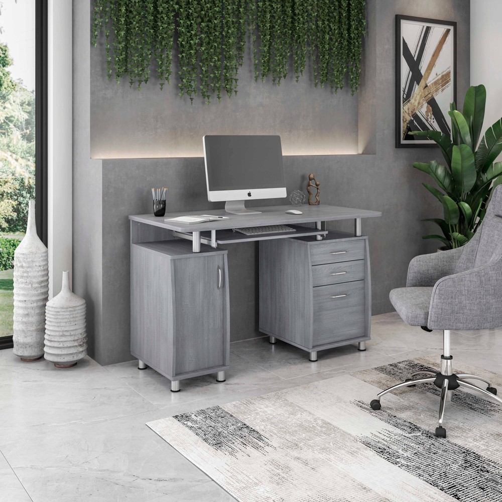 Photos - Office Desk Complete Workstation Computer Desk with Storage Gray - Techni Mobili
