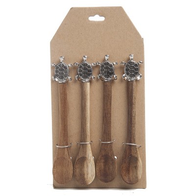 Beachcombers Set of  4 Wood Spoon Turtle