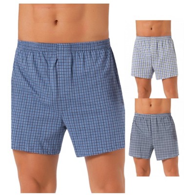 INSPIRE CHIC Men's 3 Pack Elastic Waistband Plaid Pattern Boxer Shorts