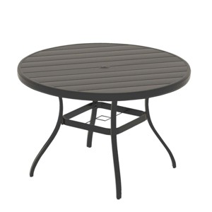 53" Outdoor Round Patio Dining Table with Umbrella Hole, All-Weather Metal Outdoor Dining Table for Garden, Balcony, or Backyard–The Pop Home - 1 of 4