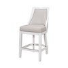 HomeRoots 26" Gray And White Faux Leather And Solid Wood Counter Height Swivel Bar Chair - 4 of 4