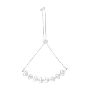 Haus of Brilliance Sterling Silver Diamond Woven Heart Bolo Bracelet - 1 of 4