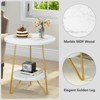 FONTOI 18.7” Round Faux Marble End Table, 2-Tier Round Side Table, Coffee Table for Living Room, Bedroom, Dorm, White&Gold, 18.9"*21.65"*18.9" - 4 of 4