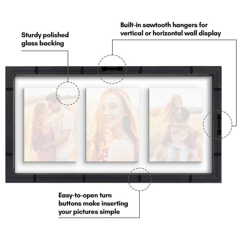 Americanflat Floating Collage Frame - Display Three Photos, 5 of 9
