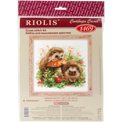 RIOLIS Counted Cross Stitch Kit 9.75"X9.75"-Hedgehogs In Lingonberries