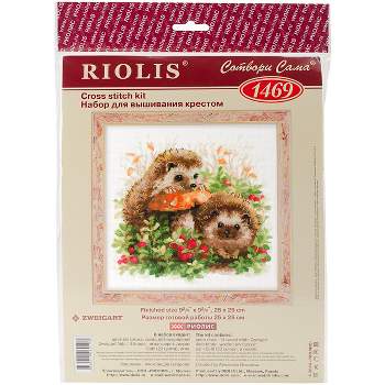 RIOLIS Counted Cross Stitch Kit 9.75"X9.75"-Hedgehogs In Lingonberries (14 Count)