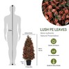 JUJABU 2pcs/Set 2.95FT Red Artificial Boxwood Topiary Trees – Outdoor Porch, Patio Decoration - 2 of 4