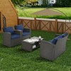 ELJGET 4-Piece Outdoor Patio Furniture Sets, Wicker Conversation Set for Porch Deck, Rattan Sofa Chair with Cushion - 3 of 4