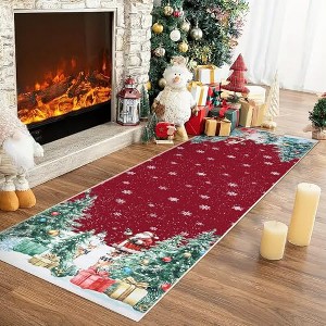 Christmas Living Room Rug Non Slip Washable Area Rugs Low Pile Stain-Resistant Snowflake Festive Carpet for Bedroom Dining Room Red - 1 of 1