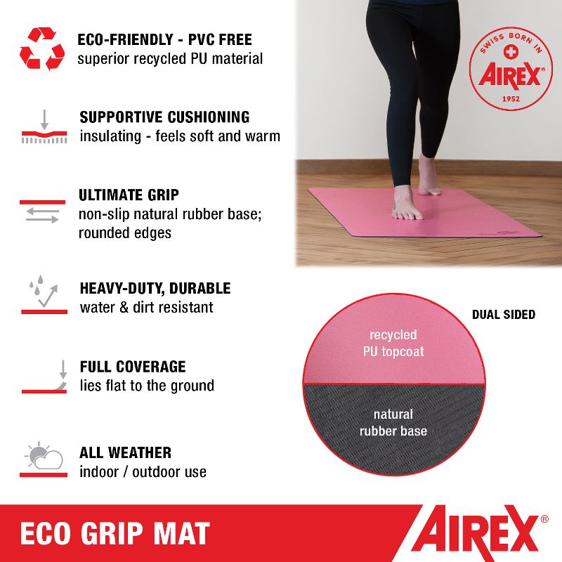 AIREX Exercise ECO Mat Fitness for Yoga, Physical Therapy, Rehabilitation, Balance & Stability Exercises, 2 of 7