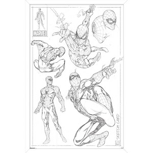 Trends International Marvel Sketch - Spider-Man Framed Wall Poster Prints - 1 of 4