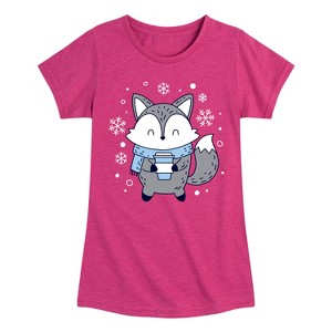 Girls' - Instant Message - Winter Fox Fitted Short Sleeve Graphic T-Shirt - 1 of 4