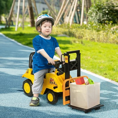 Yellow Forklift Ride-On Construction Toy for Kids
