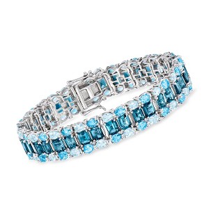 Ross-Simons 25.80 ct. t.w. Tonal Blue and White Topaz Bracelet in Sterling Silver - 1 of 4