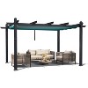 Wood Grain Aluminum Pergola Outdoor Pergola with Retractable Canopy Sun Shade Shelter - 4 of 4