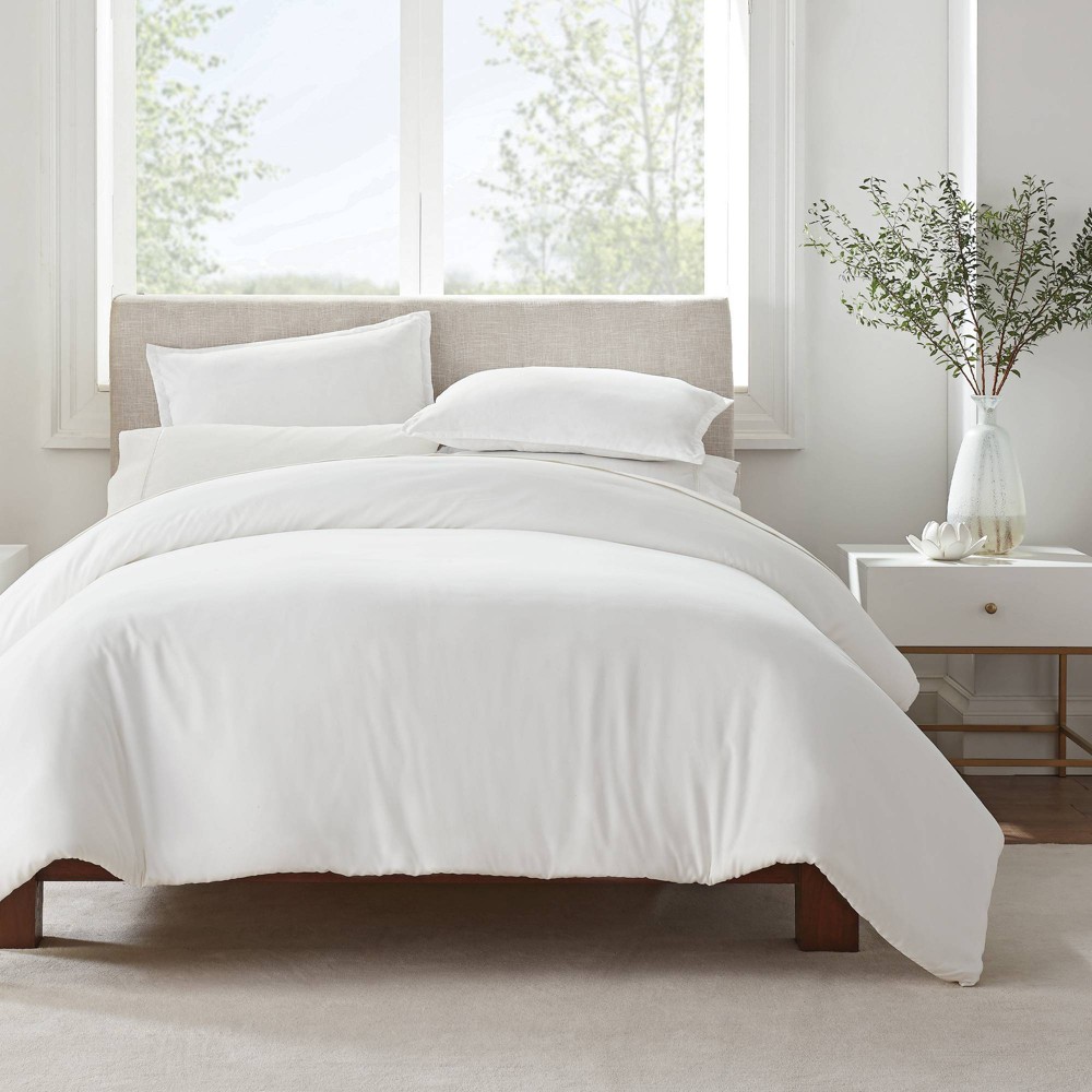 Photos - Bed Linen Serta Full/Queen 3pc Simply Clean Duvet Set White  