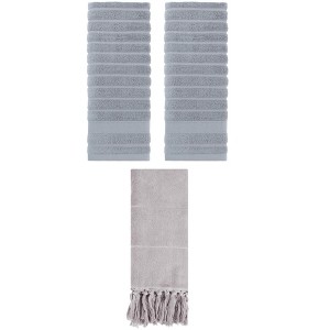 REGALWOVEN 3 Packs Absorbent Soft Solid Cotton Bathroom Hand Towels 14" x 30" - 1 of 4