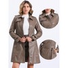 Allegra K Women's Lapel Slim Fit Long Sleeve Zip Faux Leather Jacket Coat - 2 of 4